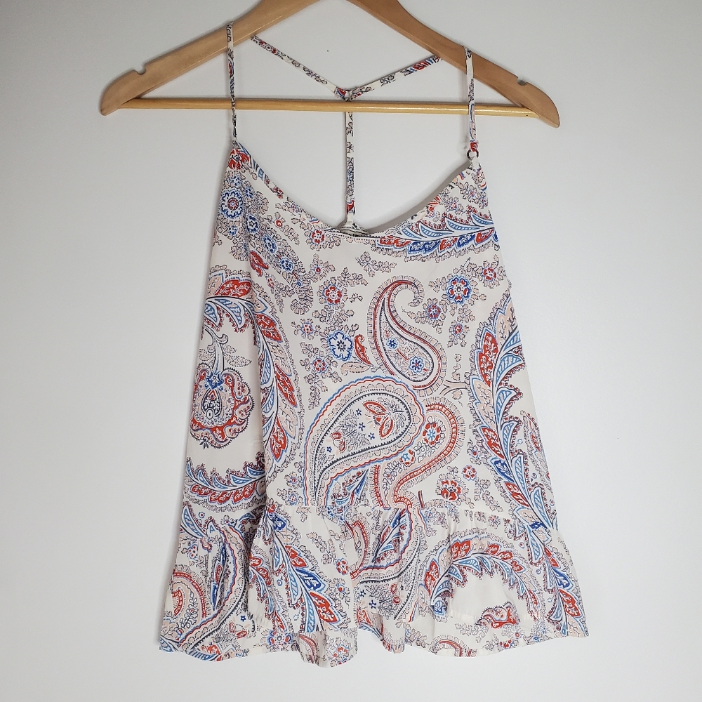 Abercrombie Fitch Womens Strappy Top Size Small Paisley Y2K Rory Gilmore Boho